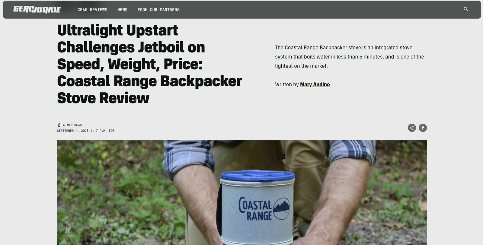 GearJunkie review of the Coastal Range Backpacker stove